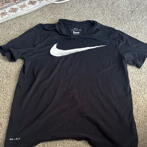 Nike Men's Black Tee with White Swoosh